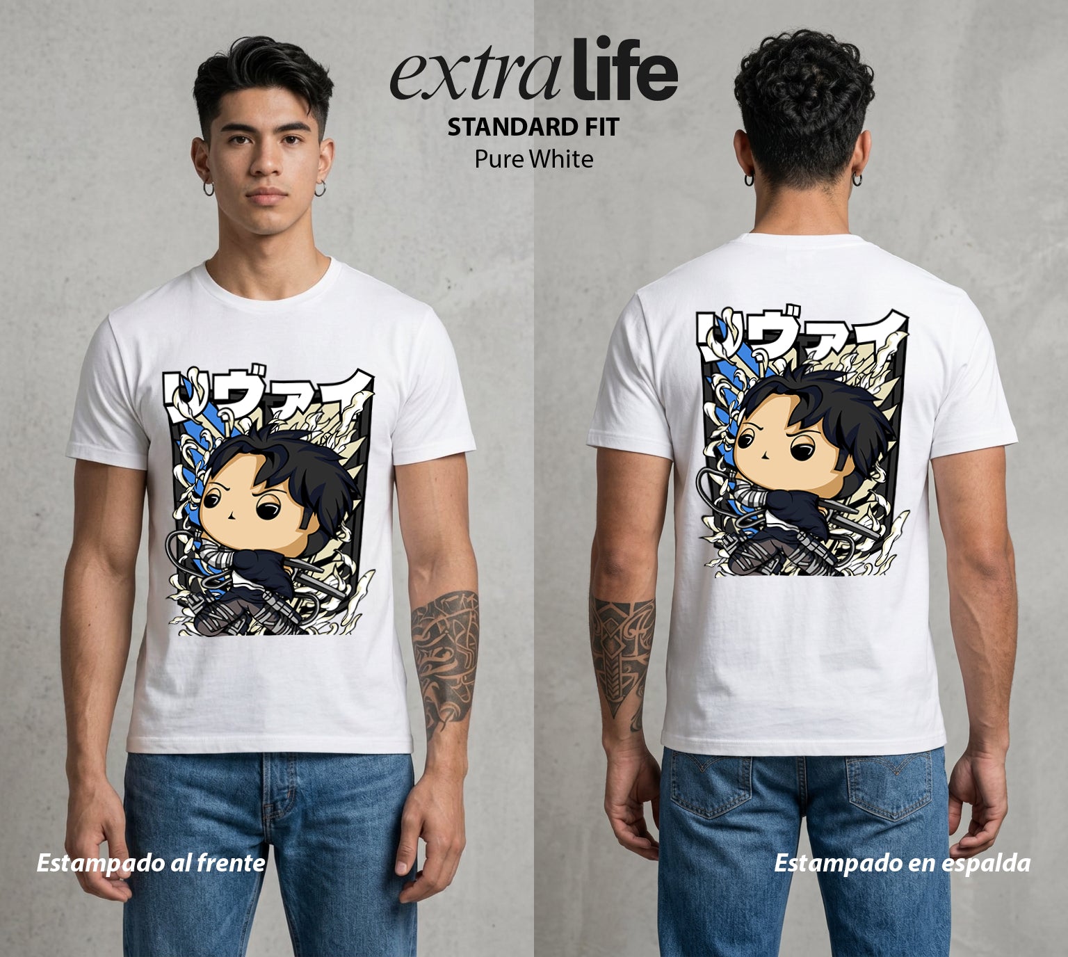 Mas Alla del Muro | El Acero Veloz Pop Art #00099 - Playera Standard Fit | Pure White - Foto en modelo