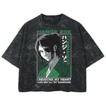 Playera streetwear premium de anime y gaming ExtraLife MX, corte boxy deluxe mineral wash heavyweight en color Acid Wash, moda urbana mexicana de culto.