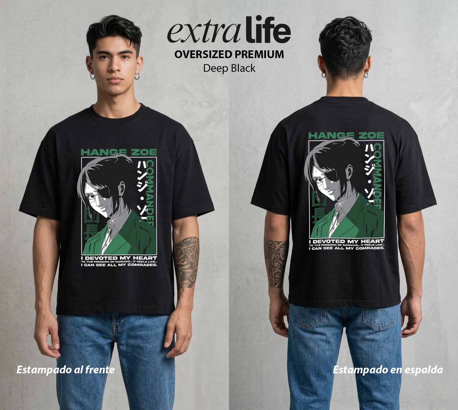 Mas Alla del Muro | La Cientifica del Frente #00100 - Playera Oversized Premium | Deep Black - Foto en modelo