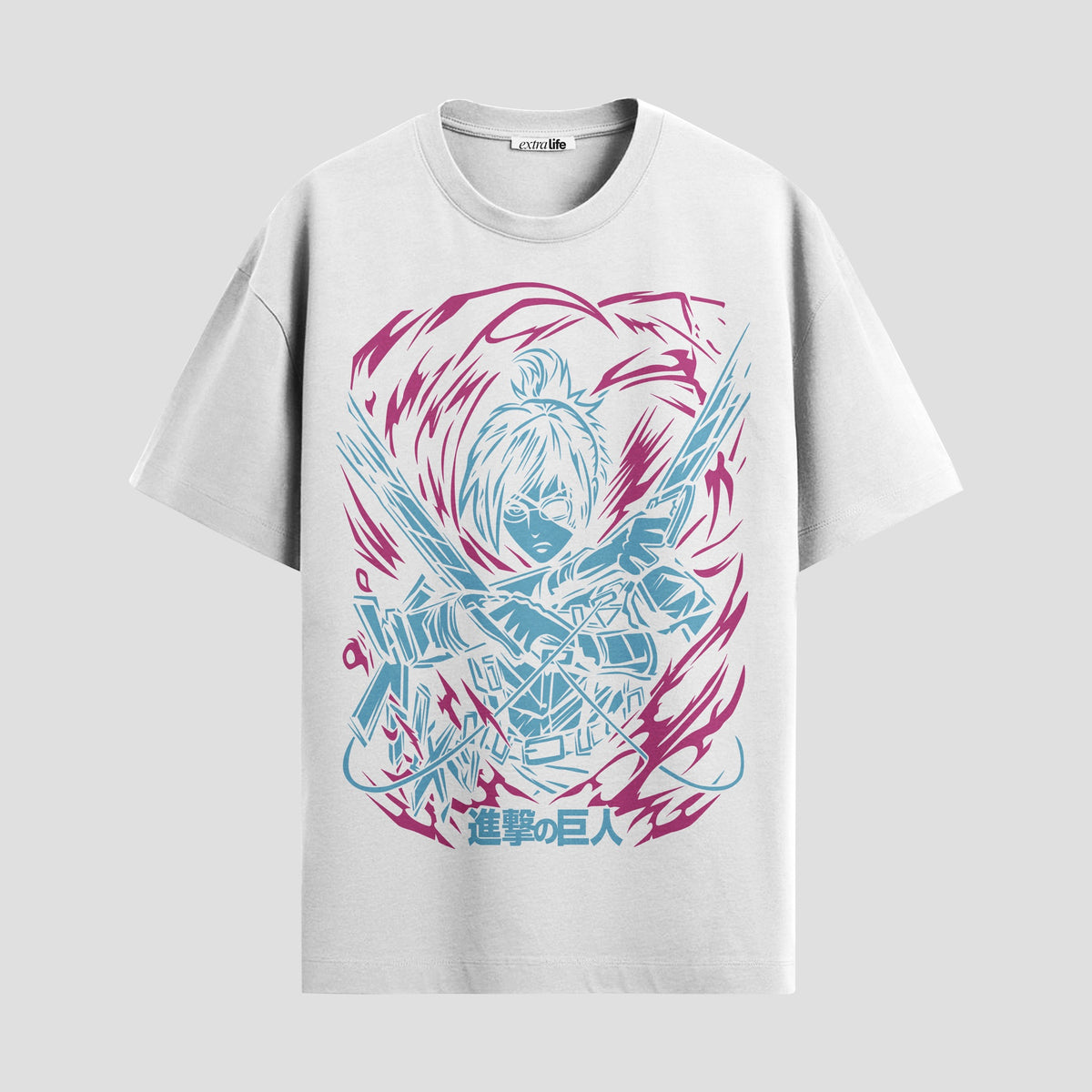Playera urbana de anime y gaming ExtraLife MX, corte Classic Premium unisex ligero y transpirable en color Deep Black y Pure White, ropa de uso diario para gym y casual.