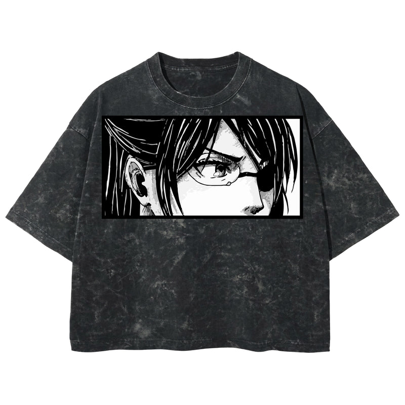 Playera streetwear premium de anime y gaming ExtraLife MX, corte boxy deluxe mineral wash heavyweight en color Acid Wash, moda urbana mexicana de culto.