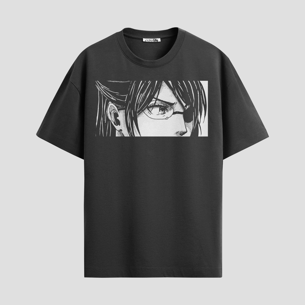 Playera urbana de anime y gaming ExtraLife MX, corte Classic Premium unisex ligero y transpirable en color Deep Black y Pure White, ropa de uso diario para gym y casual.