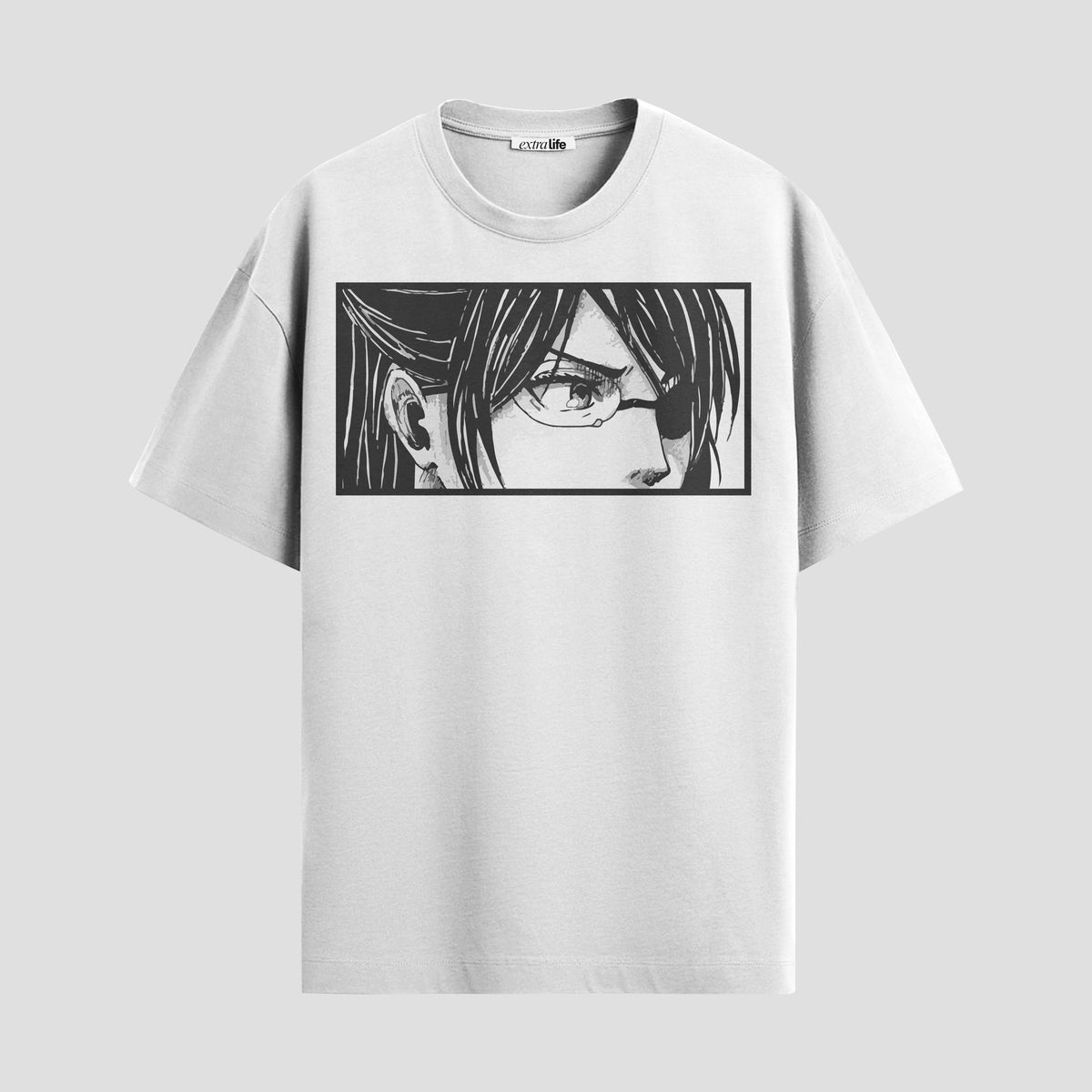 Playera urbana de anime y gaming ExtraLife MX, corte Classic Premium unisex ligero y transpirable en color Deep Black y Pure White, ropa de uso diario para gym y casual.