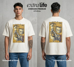 Mas Alla del Muro | La Mandibula Imparable #00105 - Playera Oversized Premium | Off White - Foto en modelo