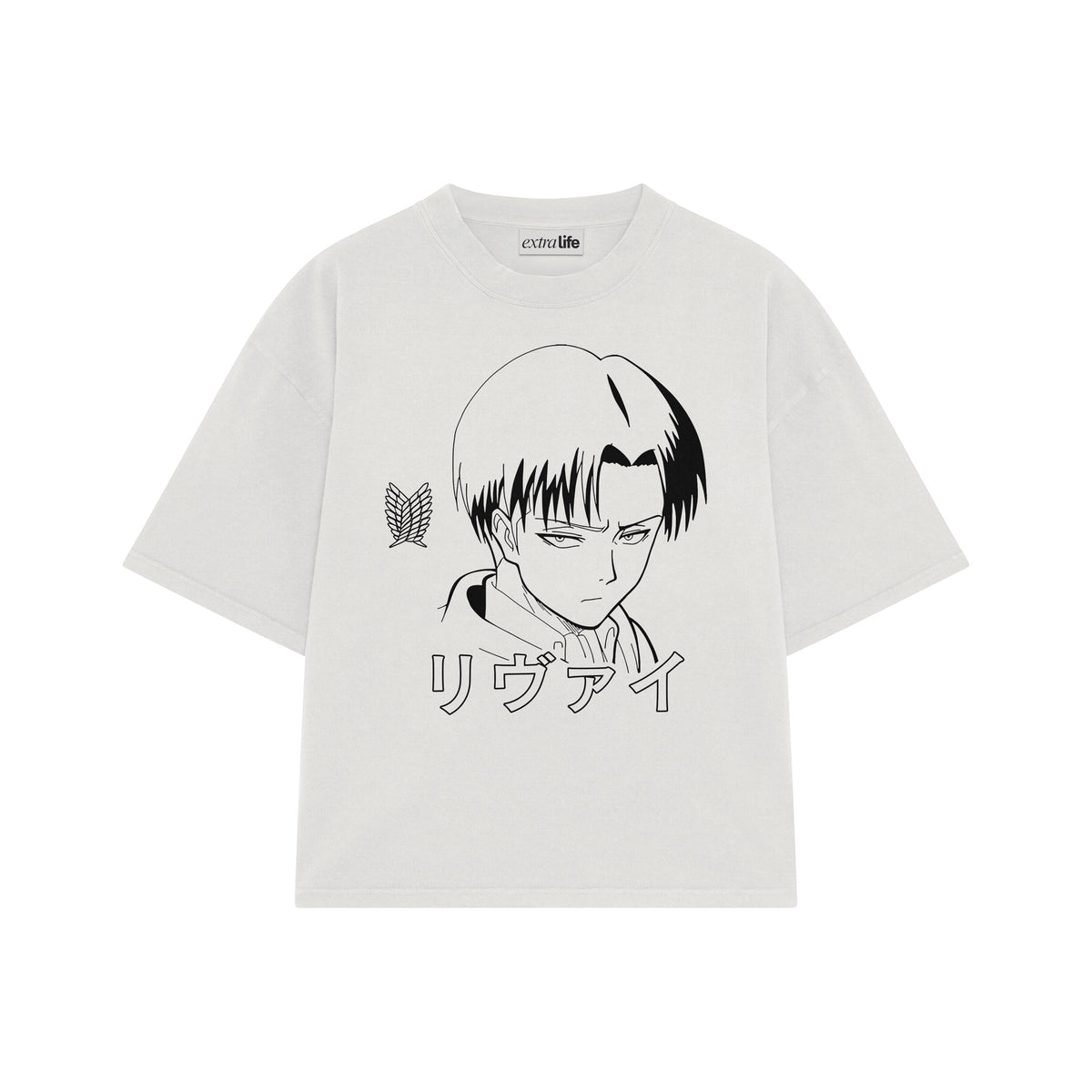Playera streetwear premium de anime y gaming ExtraLife MX, corte oversized drop shoulder ligero y fresco en color Deep Black y Off-White, moda urbana mexicana de culto.