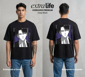 Mas Alla del Muro | La Humanidad Mas Fuerte #00107 - Playera Oversized Premium | Deep Black - Foto en modelo