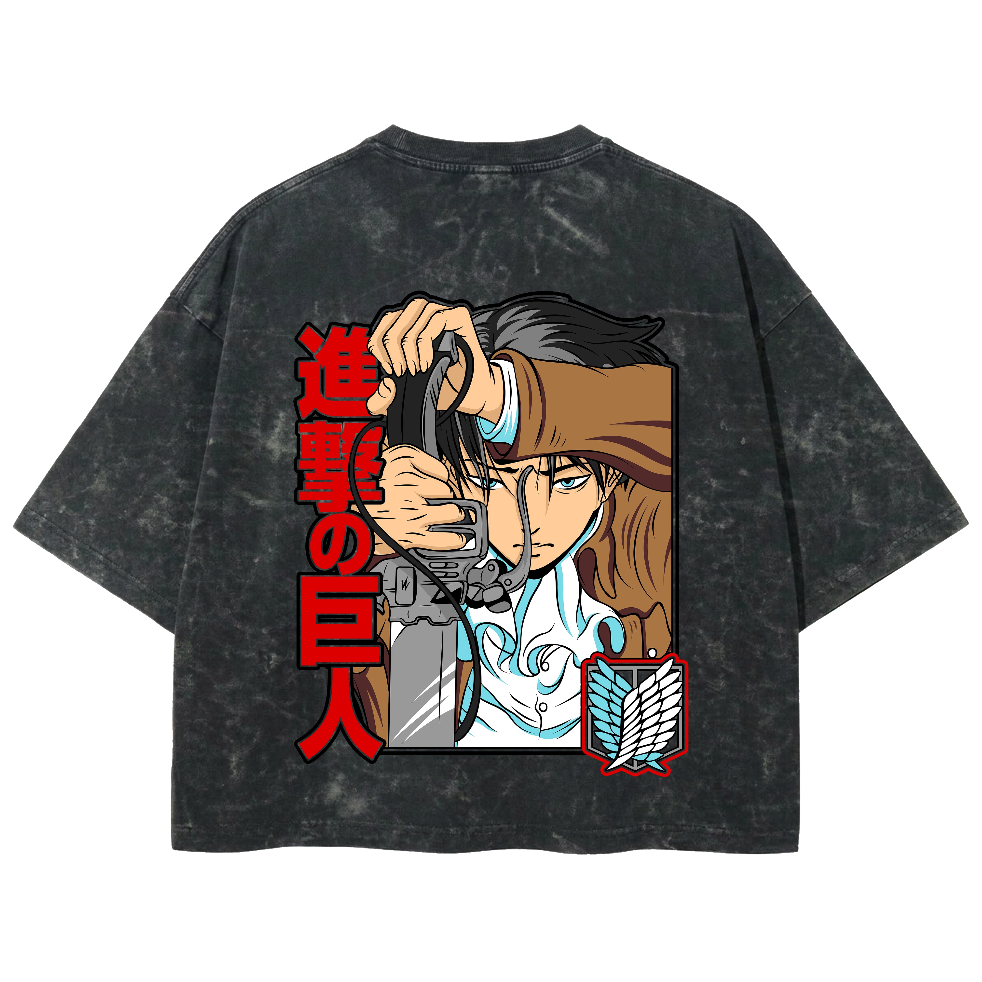 Playera streetwear premium de anime y gaming ExtraLife MX, corte boxy deluxe mineral wash heavyweight en color Acid Wash, moda urbana mexicana de culto.