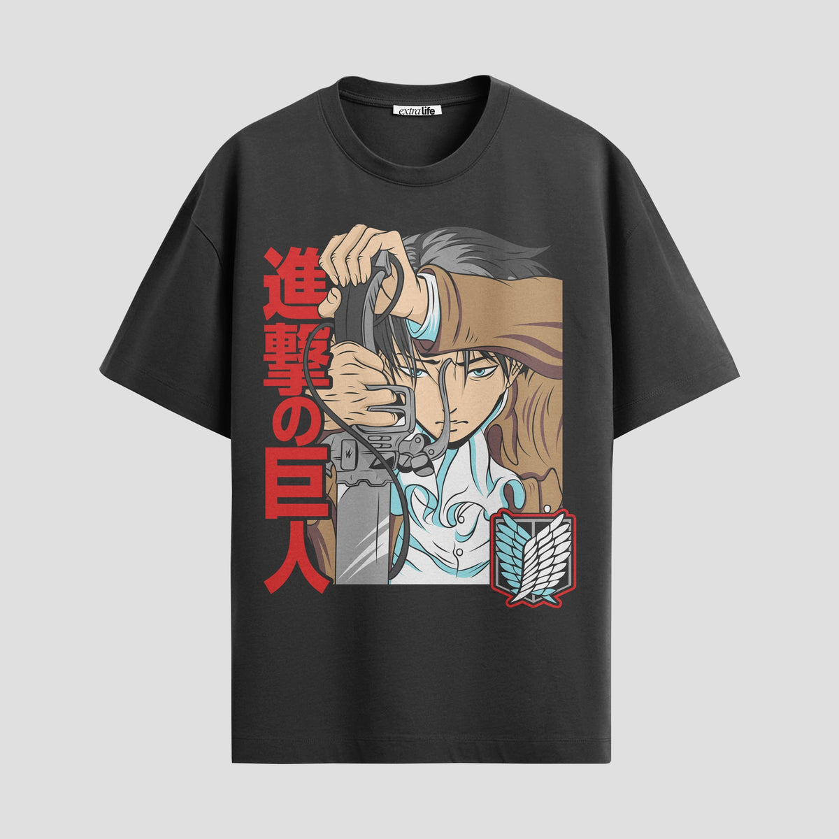Playera urbana de anime y gaming ExtraLife MX, corte Classic Premium unisex ligero y transpirable en color Deep Black y Pure White, ropa de uso diario para gym y casual.