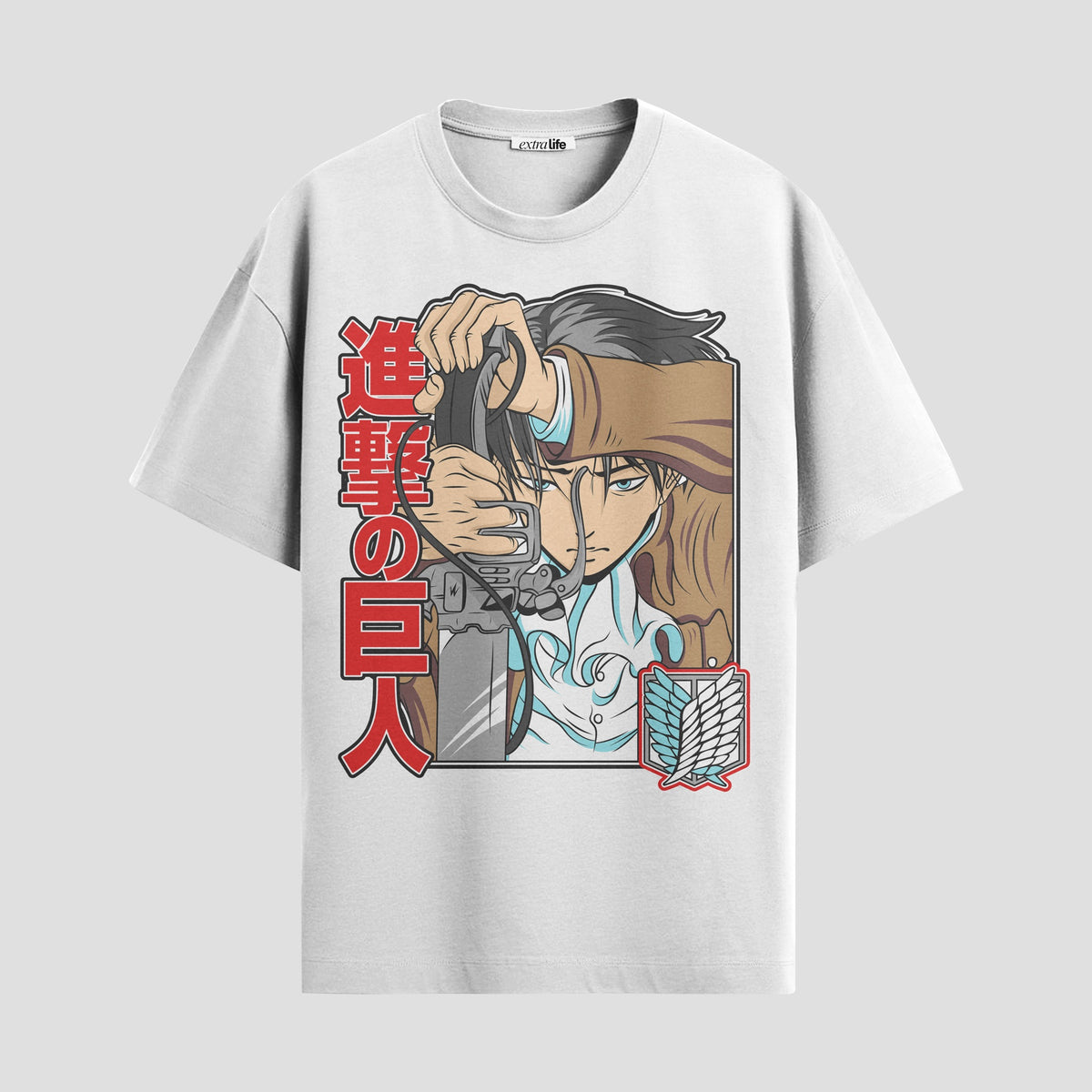 Playera urbana de anime y gaming ExtraLife MX, corte Classic Premium unisex ligero y transpirable en color Deep Black y Pure White, ropa de uso diario para gym y casual.