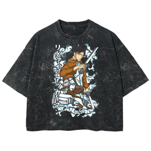 Playera streetwear premium de anime y gaming ExtraLife MX, corte boxy deluxe mineral wash heavyweight en color Acid Wash, moda urbana mexicana de culto.