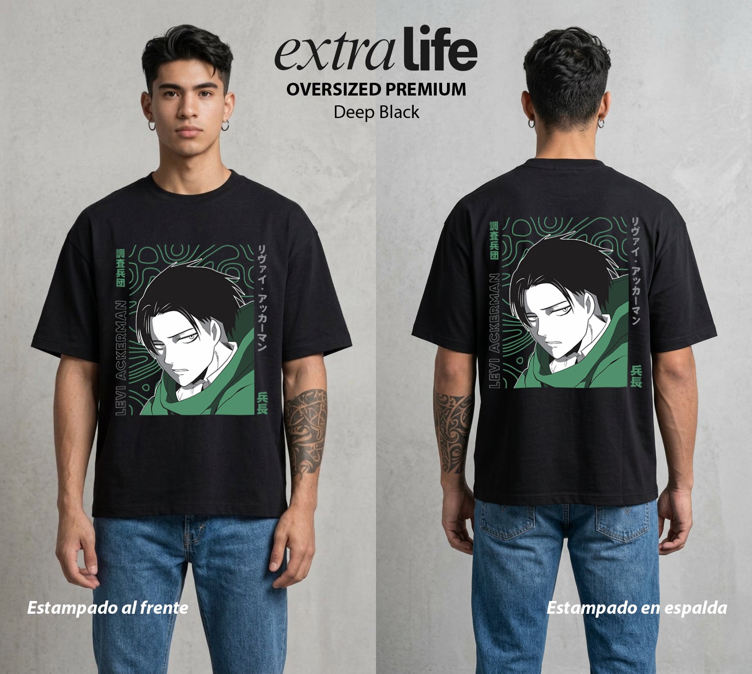 Mas Alla del Muro | El Capitan del Regimiento #00111 - Playera Oversized Premium | Deep Black - Foto en modelo