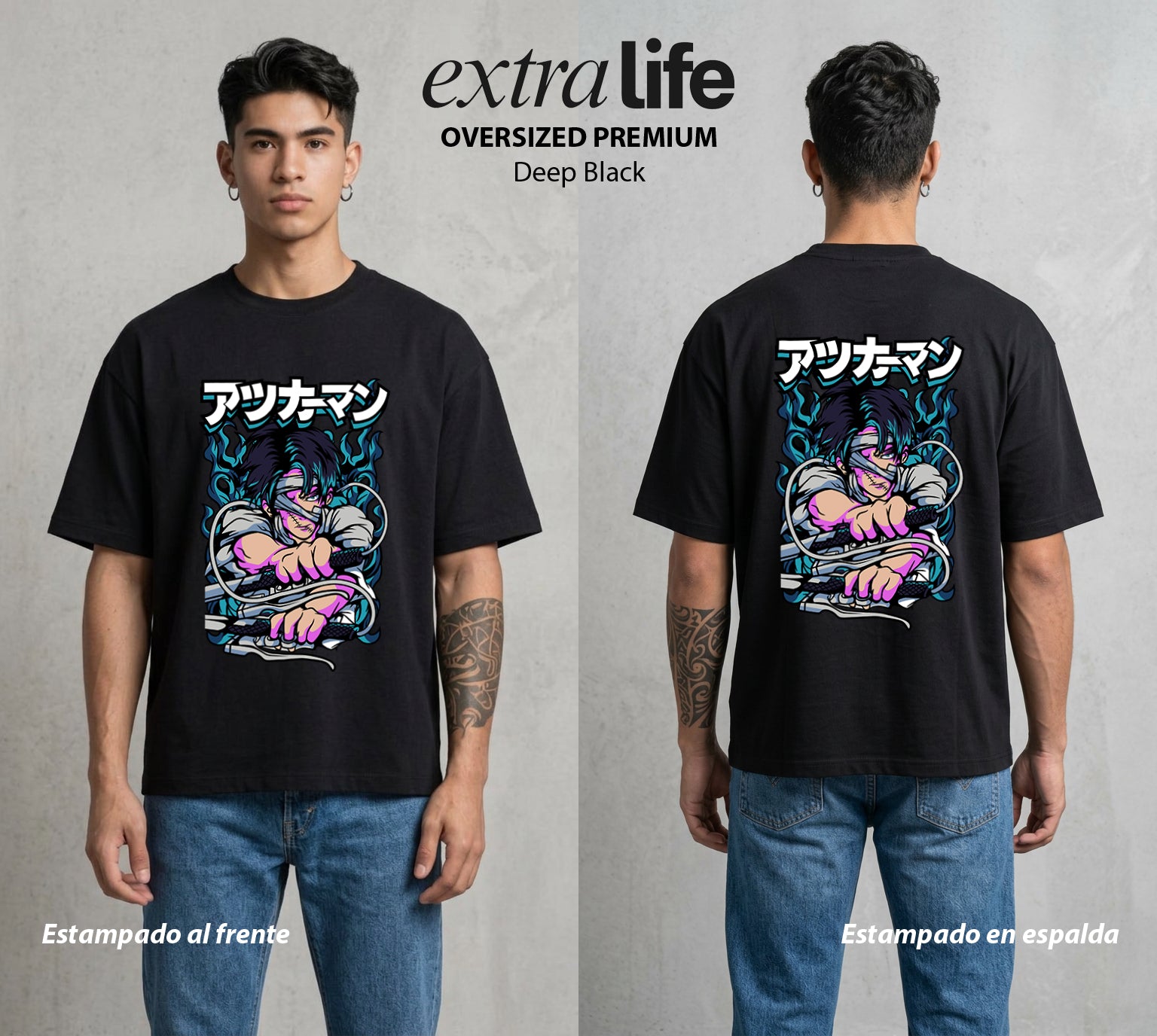 Mas Alla del Muro | Velocidad de Acero #00112 - Playera Oversized Premium | Deep Black - Foto en modelo