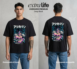 Mas Alla del Muro | Velocidad de Acero #00112 - Playera Oversized Premium | Deep Black - Foto en modelo