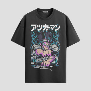 Playera urbana de anime y gaming ExtraLife MX, corte Standard Fit unisex ligero y transpirable en color Deep Black y Pure White, ropa de uso diario para gym y casual.