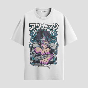 Playera urbana de anime y gaming ExtraLife MX, corte Standard Fit unisex ligero y transpirable en color Deep Black y Pure White, ropa de uso diario para gym y casual.