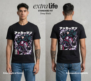 Mas Alla del Muro | La Humanidad Mas Fuerte #00114 - Playera Standard Fit | Deep Black - Foto en modelo