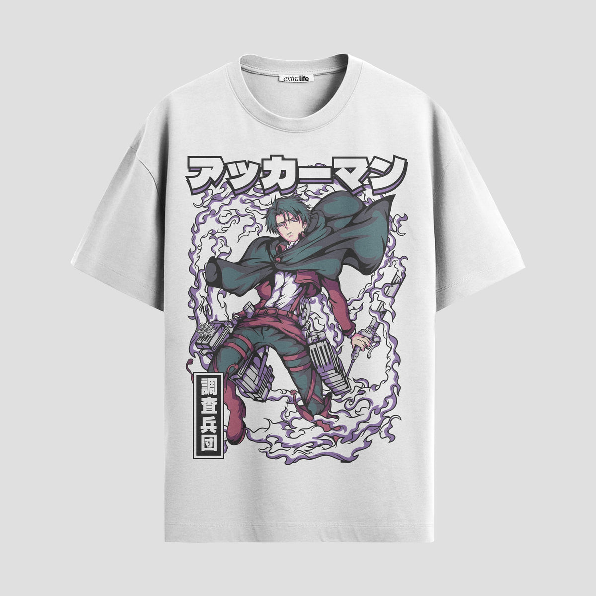 Playera urbana de anime y gaming ExtraLife MX, corte Classic Premium unisex ligero y transpirable en color Deep Black y Pure White, ropa de uso diario para gym y casual.
