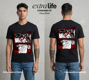 Mas Alla del Muro | El Acero Veloz #00117 - Playera Standard Fit | Deep Black - Foto en modelo