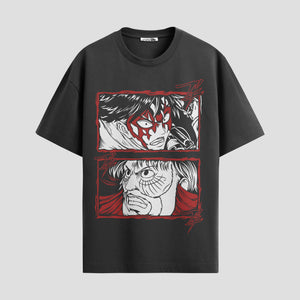 Playera urbana de anime y gaming ExtraLife MX, corte Standard Fit unisex ligero y transpirable en color Deep Black y Pure White, ropa de uso diario para gym y casual.