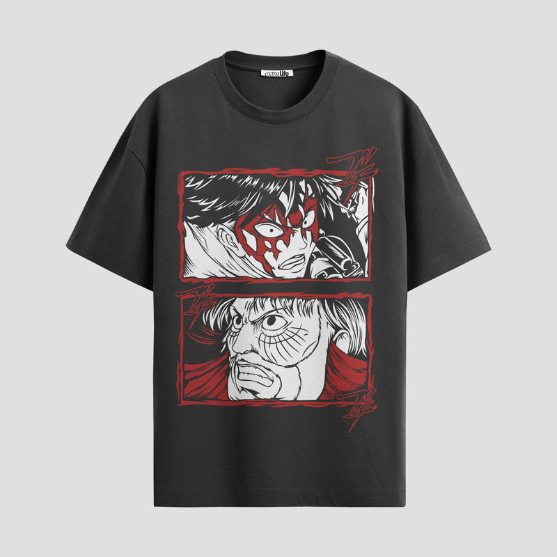 Playera urbana de anime y gaming ExtraLife MX, corte Standard Fit unisex ligero y transpirable en color Deep Black y Pure White, ropa de uso diario para gym y casual.