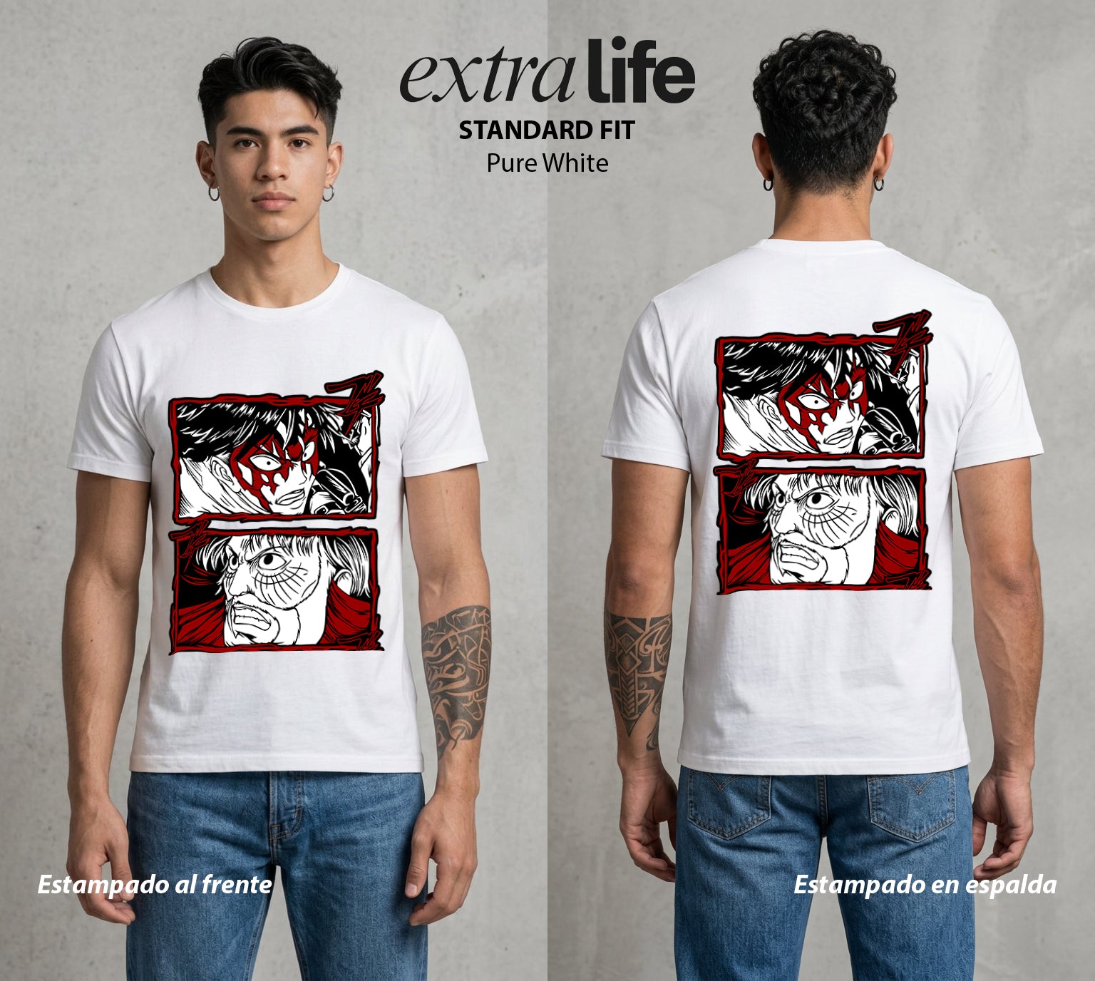 Mas Alla del Muro | El Acero Veloz #00117 - Playera Standard Fit | Pure White - Foto en modelo