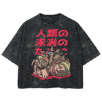 Playera streetwear premium de anime y gaming ExtraLife MX, corte boxy deluxe mineral wash heavyweight en color Acid Wash, moda urbana mexicana de culto.