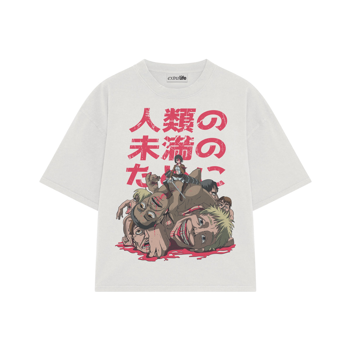 Playera streetwear premium de anime y gaming ExtraLife MX, corte oversized drop shoulder ligero y fresco en color Deep Black y Off-White, moda urbana mexicana de culto.
