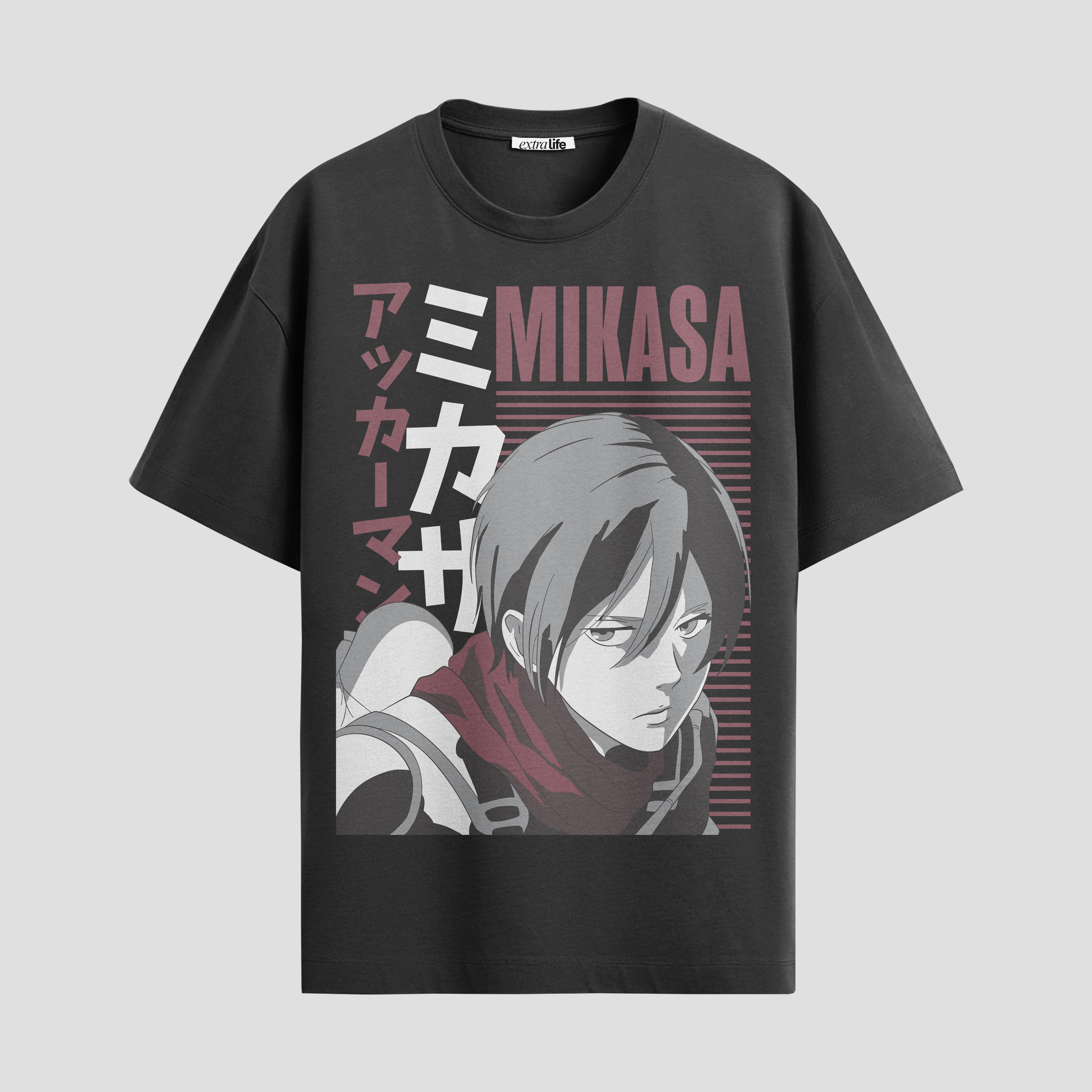 Playera urbana de anime y gaming ExtraLife MX, corte Standard Fit unisex ligero y transpirable en color Deep Black y Pure White, ropa de uso diario para gym y casual.