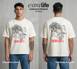 Mas Alla del Muro | La Mejor Combatiente #00123 - Playera Oversized Premium | Off White - Foto en modelo