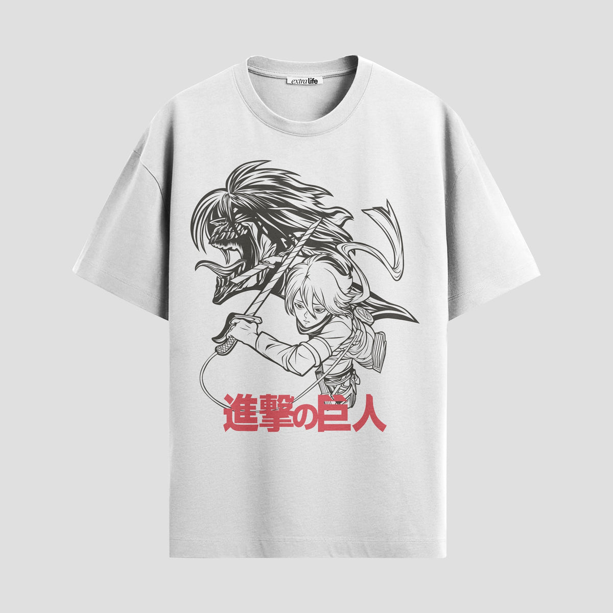 Playera urbana de anime y gaming ExtraLife MX, corte Classic Premium unisex ligero y transpirable en color Deep Black y Pure White, ropa de uso diario para gym y casual.