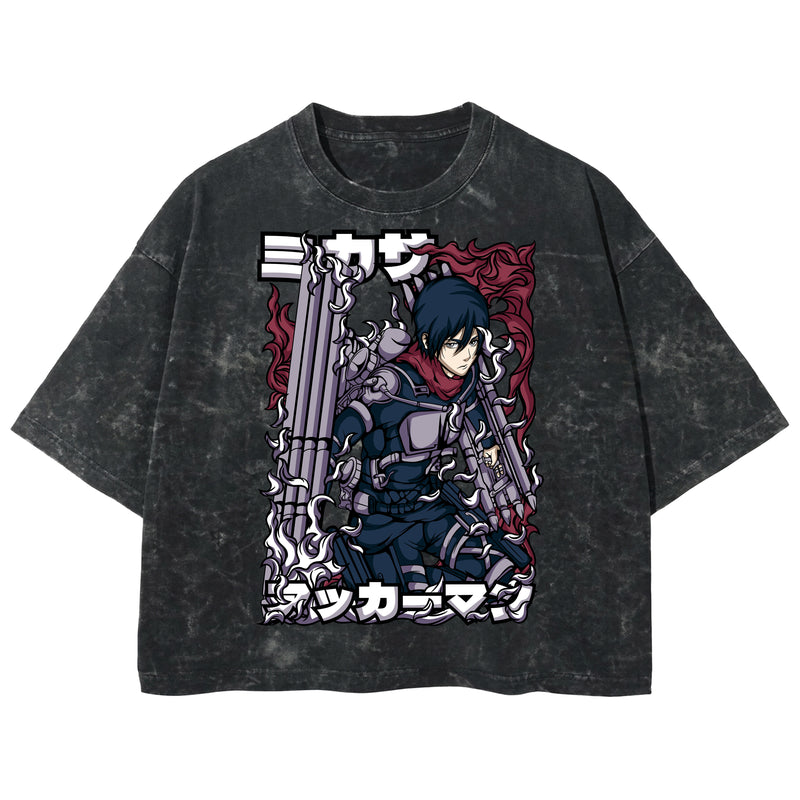 Playera streetwear premium de anime y gaming ExtraLife MX, corte boxy deluxe mineral wash heavyweight en color Acid Wash, moda urbana mexicana de culto.