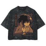 Playera streetwear premium de anime y gaming ExtraLife MX, corte boxy deluxe mineral wash heavyweight en color Acid Wash, moda urbana mexicana de culto.