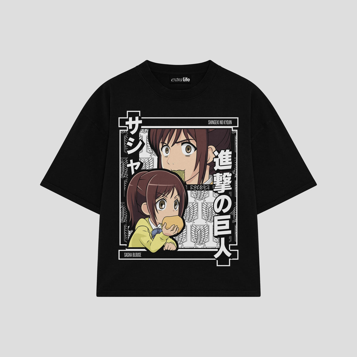 Playera streetwear premium de anime y gaming ExtraLife MX, corte oversized drop shoulder ligero y fresco en color Deep Black y Off-White, moda urbana mexicana de culto.