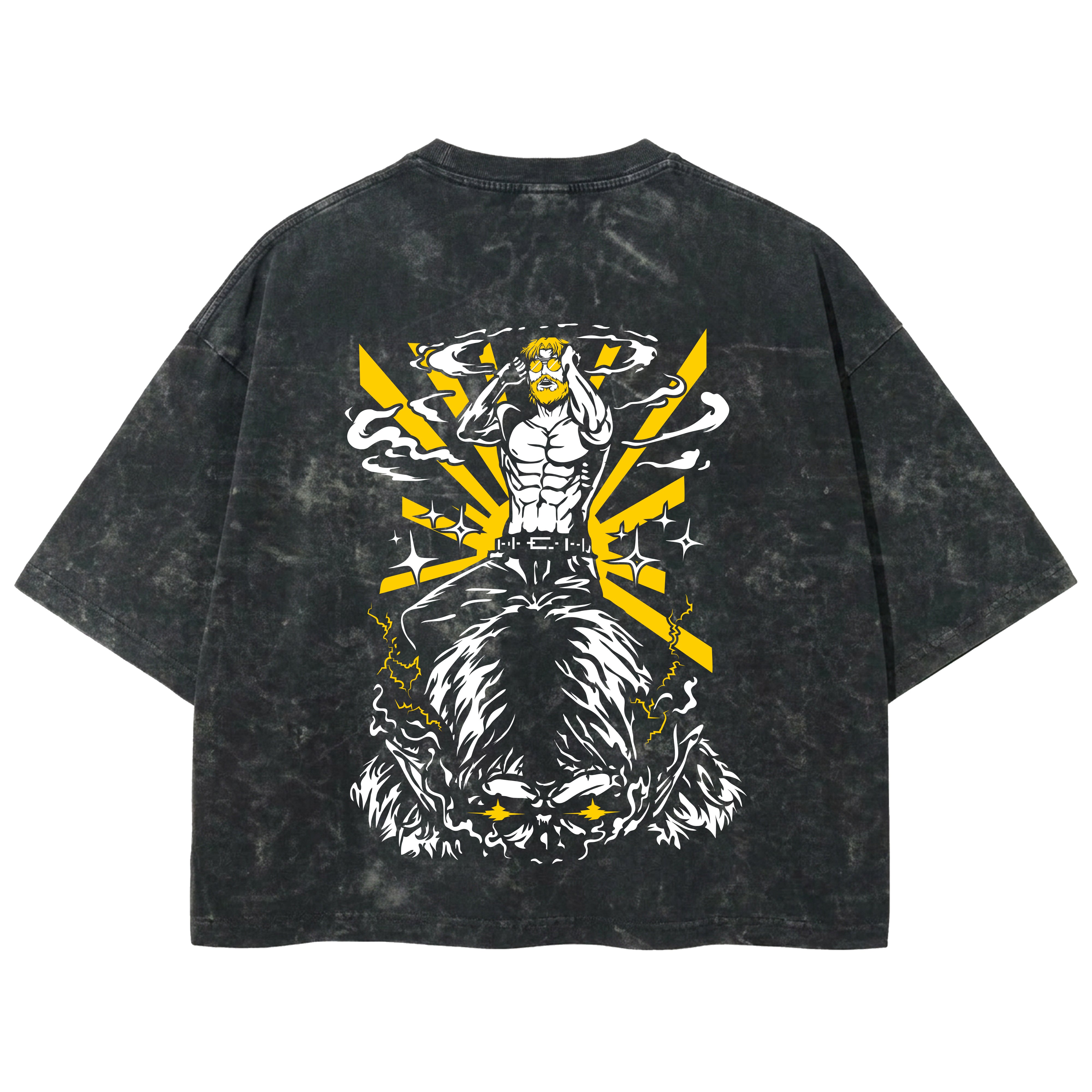 Playera streetwear premium de anime y gaming ExtraLife MX, corte boxy deluxe mineral wash heavyweight en color Acid Wash, moda urbana mexicana de culto.