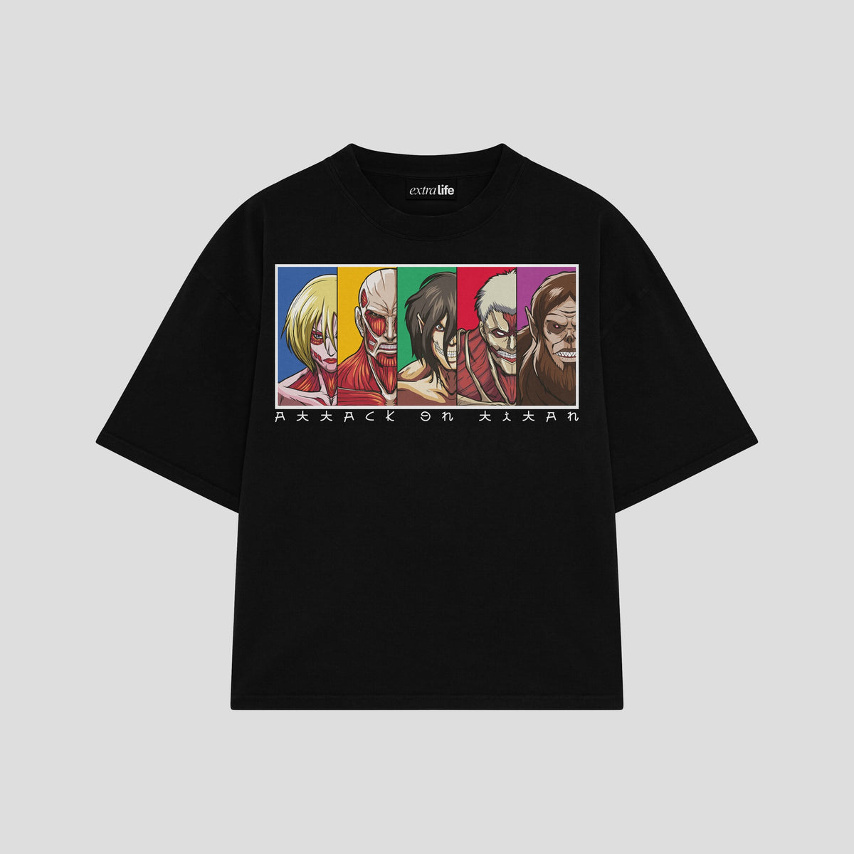 Playera streetwear premium de anime y gaming ExtraLife MX, corte oversized drop shoulder ligero y fresco en color Deep Black y Off-White, moda urbana mexicana de culto.