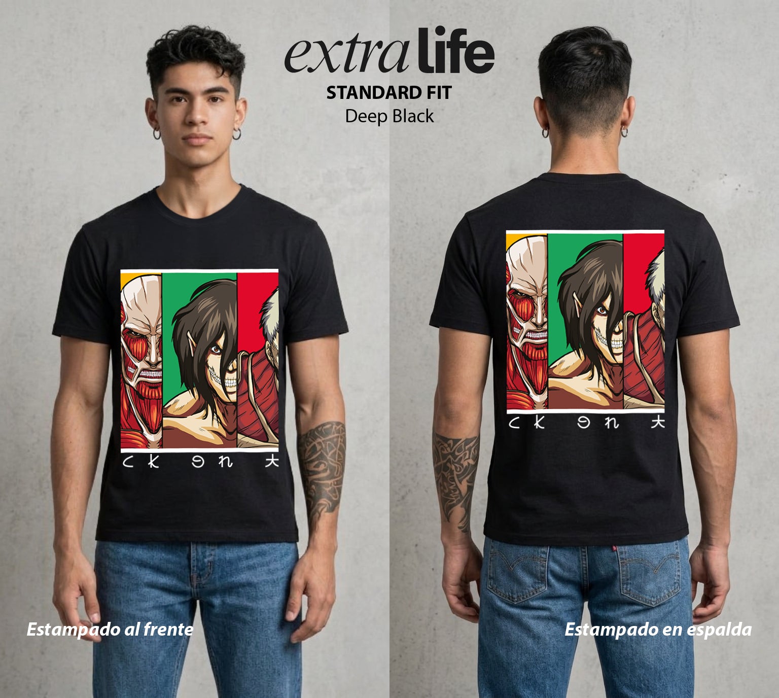 Mas Alla del Muro | Los Heroes del Futuro #00133 - Playera Standard Fit | Deep Black - Foto en modelo