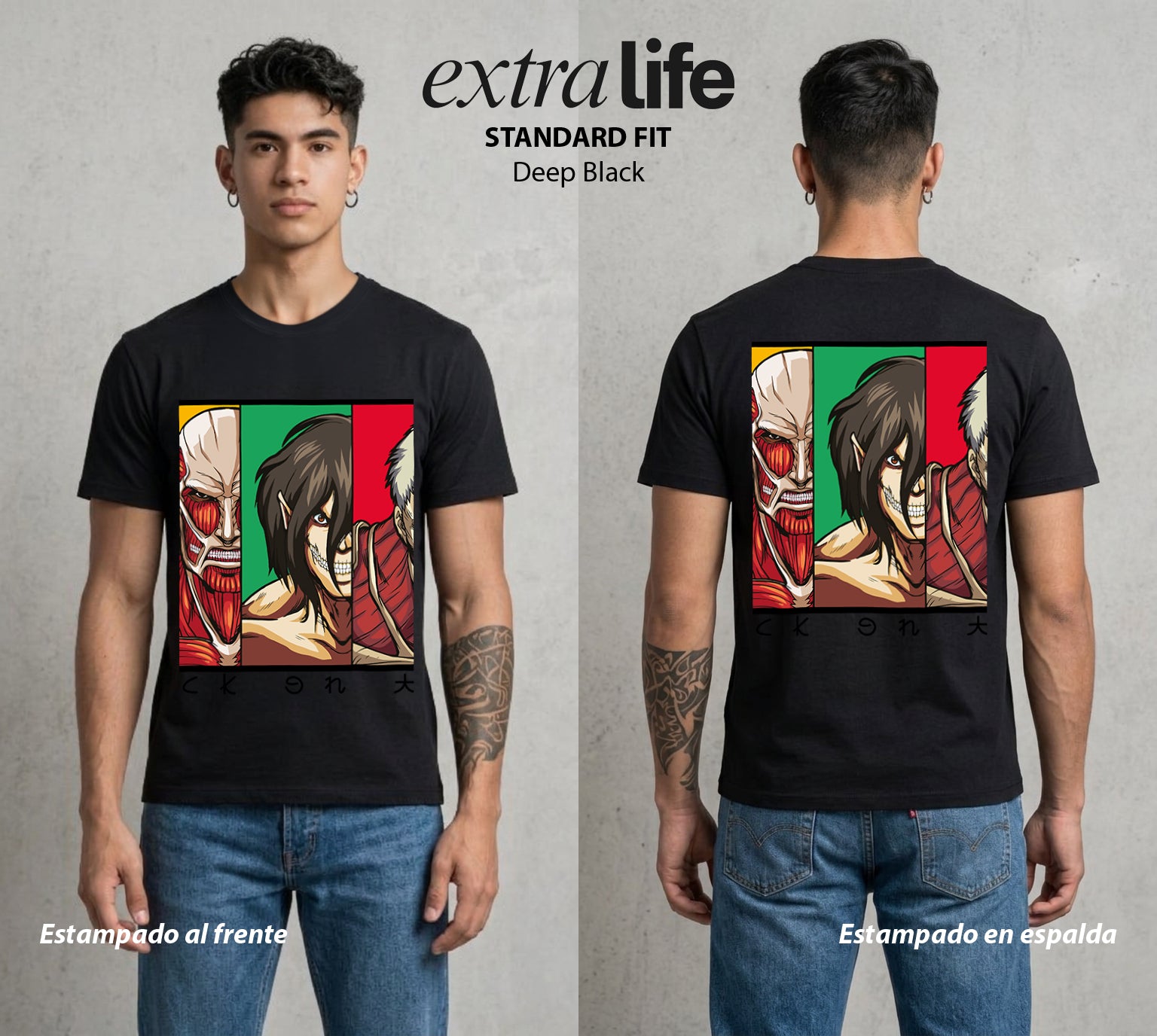 Mas Alla del Muro | Clase 1-A #00134 - Playera Standard Fit | Deep Black - Foto en modelo