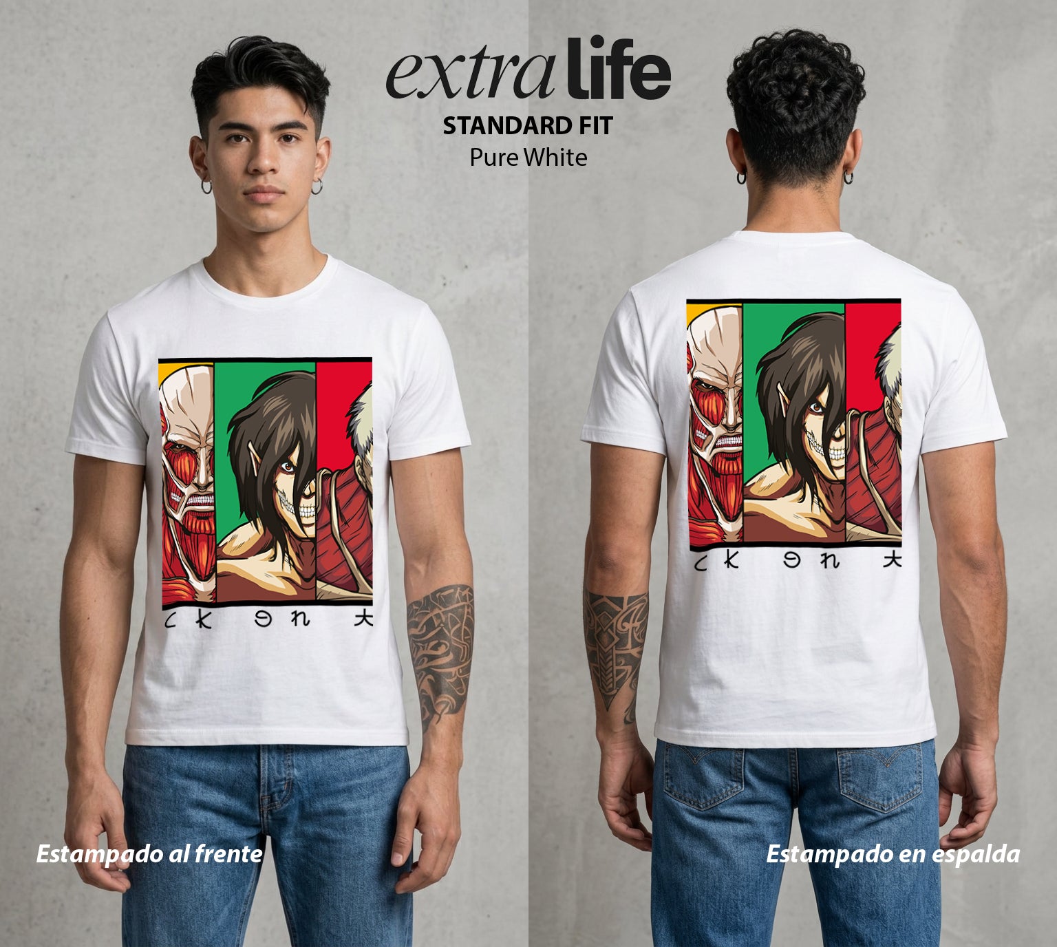 Mas Alla del Muro | Clase 1-A #00134 - Playera Standard Fit | Pure White - Foto en modelo