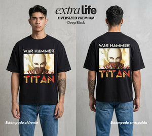 Mas Alla del Muro | El Martillo de Guerra #00135 - Playera Oversized Premium | Deep Black - Foto en modelo