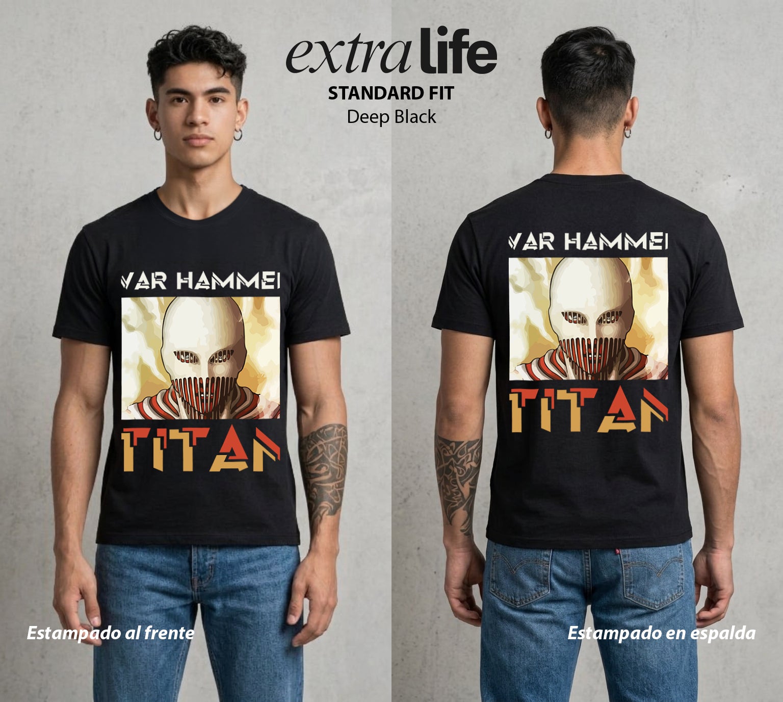 Mas Alla del Muro | El Martillo de Guerra #00135 - Playera Standard Fit | Deep Black - Foto en modelo
