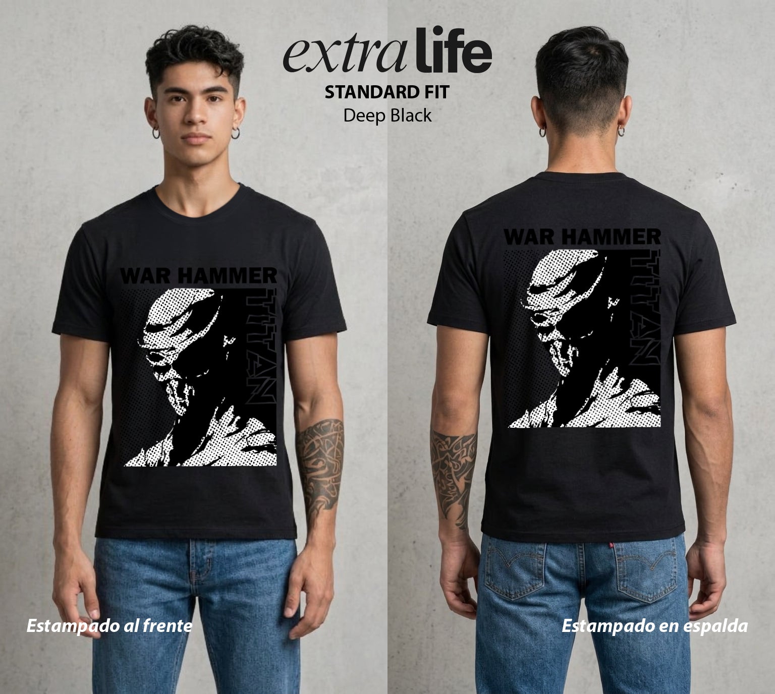 Mas Alla del Muro | El Titan del Martillo #00136 - Playera Standard Fit | Deep Black - Foto en modelo