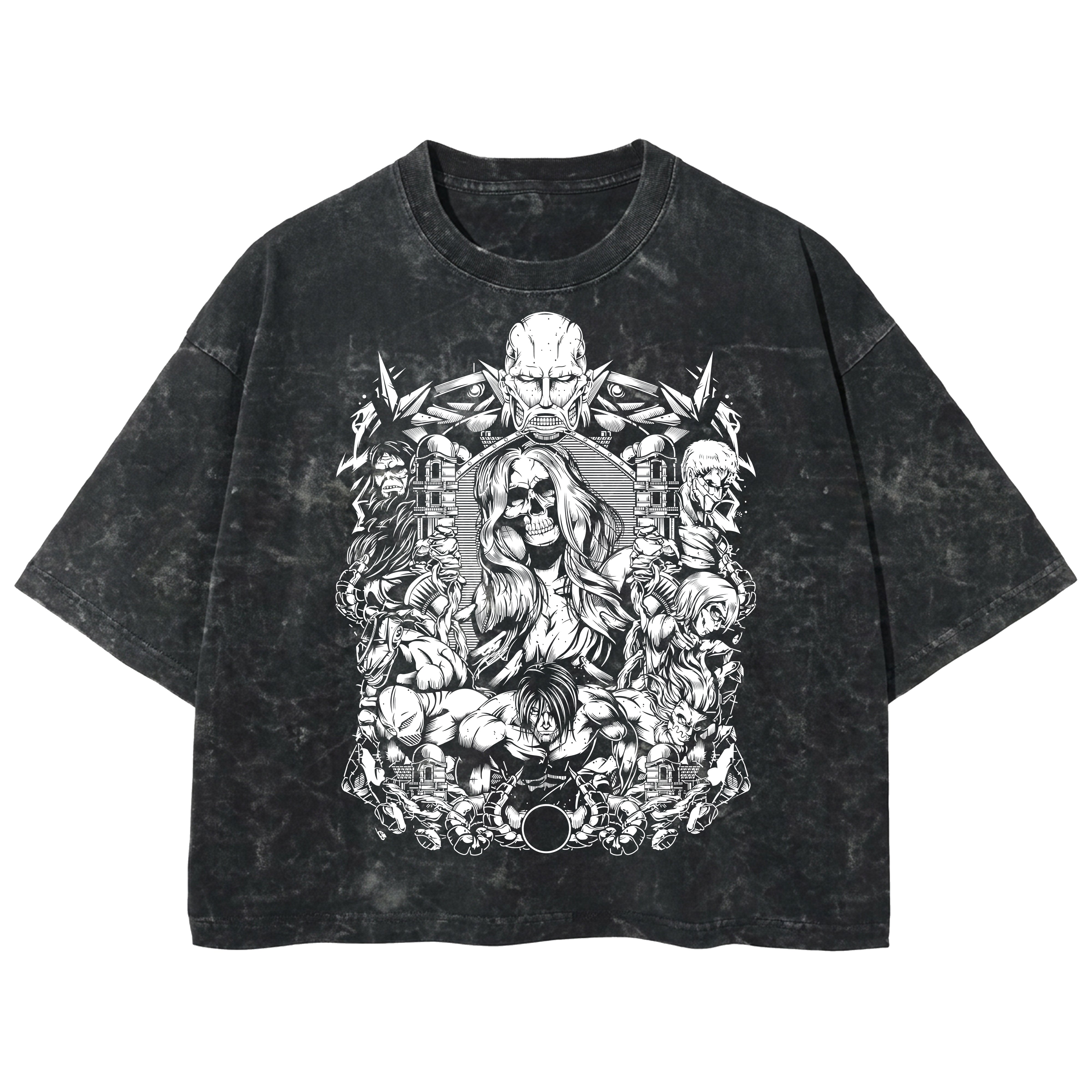 Playera streetwear premium de anime y gaming ExtraLife MX, corte boxy deluxe mineral wash heavyweight en color Acid Wash, moda urbana mexicana de culto.