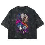 Playera streetwear premium de anime y gaming ExtraLife MX, corte boxy deluxe mineral wash heavyweight en color Acid Wash, moda urbana mexicana de culto.