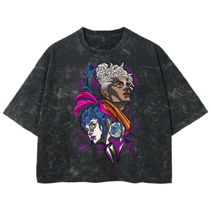 Playera streetwear premium de anime y gaming ExtraLife MX, corte boxy deluxe mineral wash heavyweight en color Acid Wash, moda urbana mexicana de culto.