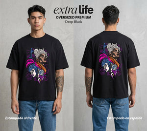 La Ciudad Dividida | La Artista del Boom #00139 - Playera Oversized Premium | Deep Black - Foto en modelo