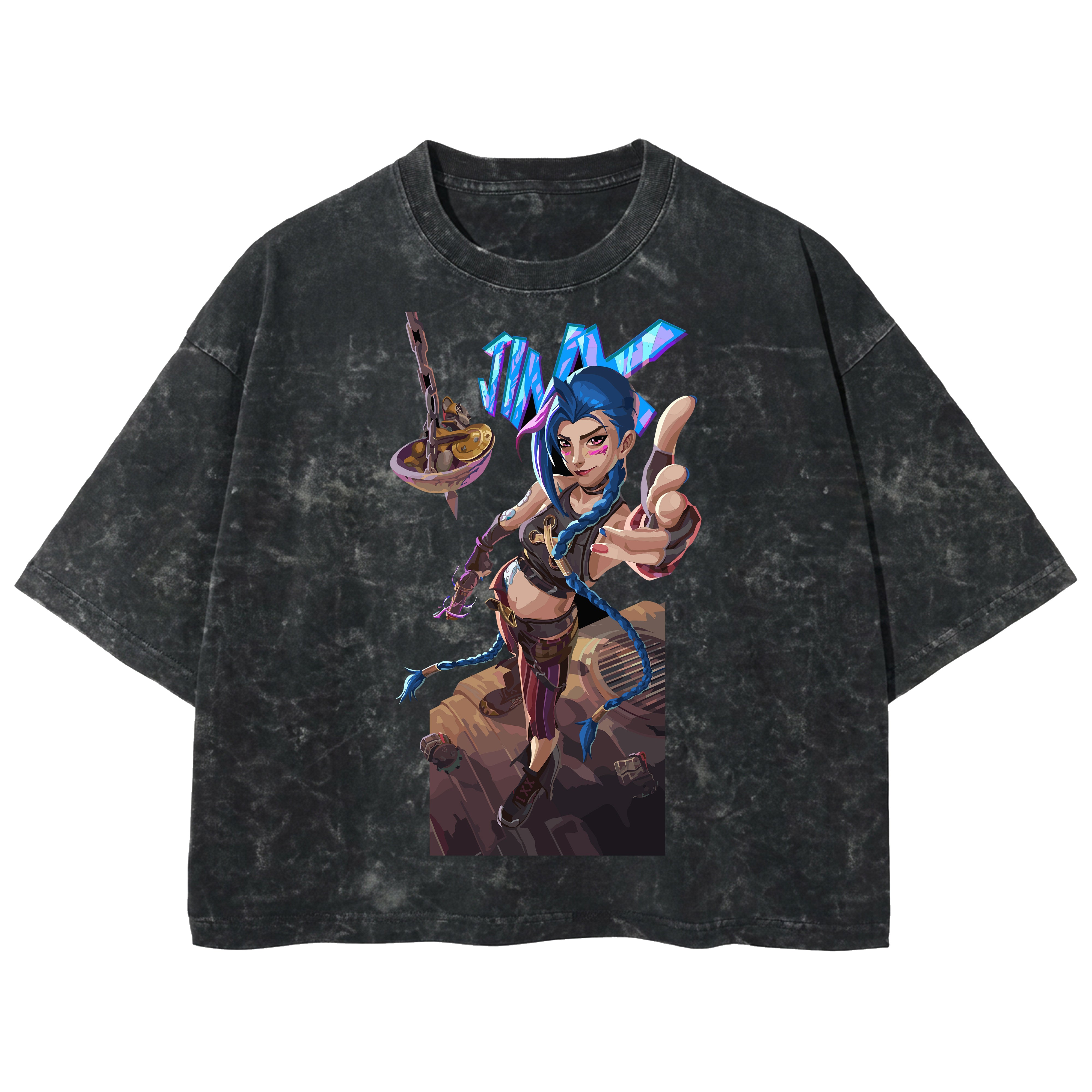 Playera streetwear premium de anime y gaming ExtraLife MX, corte boxy deluxe mineral wash heavyweight en color Acid Wash, moda urbana mexicana de culto.