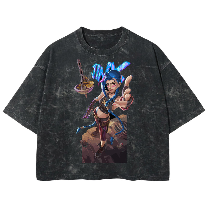Playera streetwear premium de anime y gaming ExtraLife MX, corte boxy deluxe mineral wash heavyweight en color Acid Wash, moda urbana mexicana de culto.