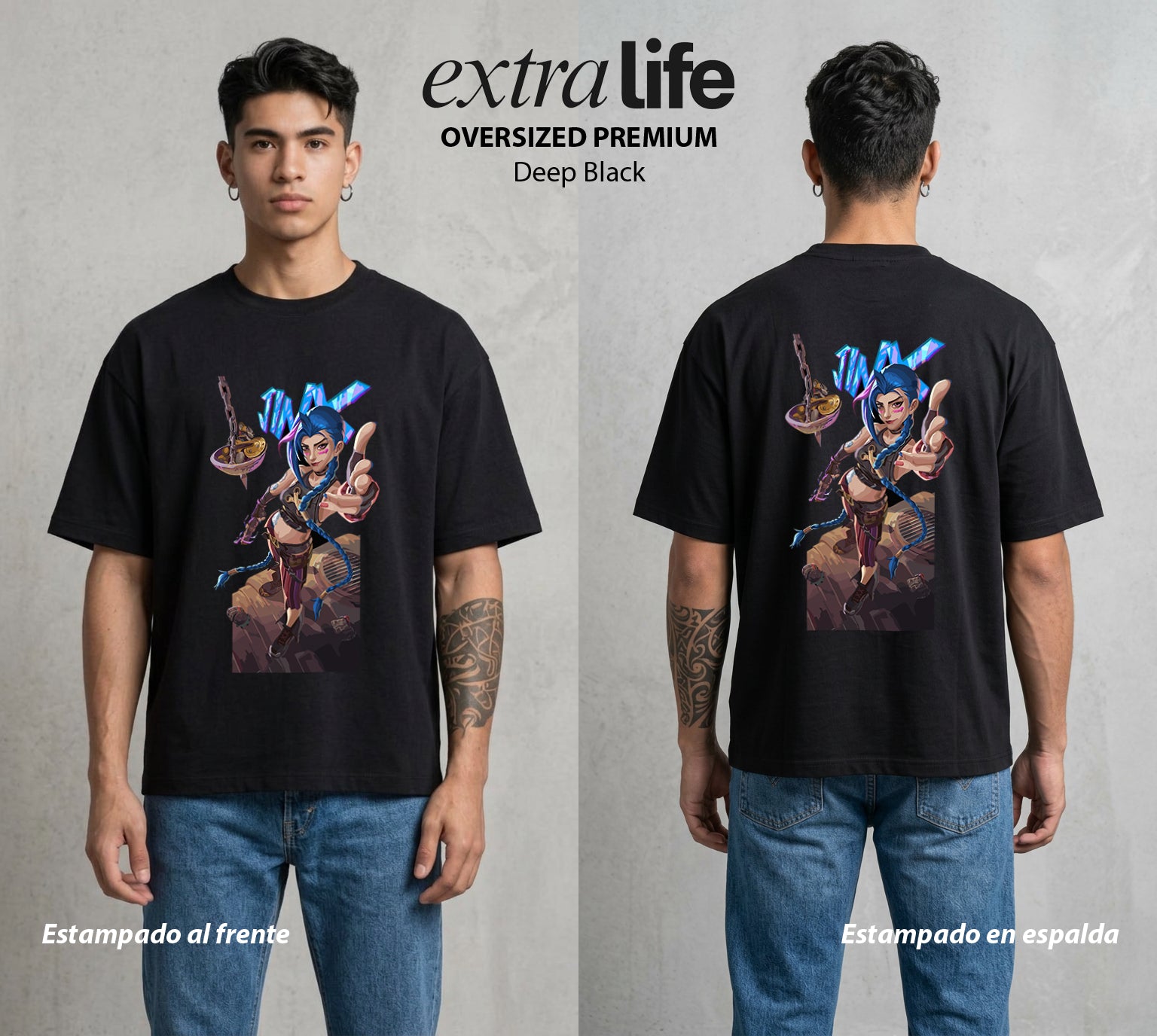 La Ciudad Dividida | La Artista del Boom #00142 - Playera Oversized Premium | Deep Black - Foto en modelo