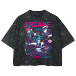 Playera streetwear premium de anime y gaming ExtraLife MX, corte boxy deluxe mineral wash heavyweight en color Acid Wash, moda urbana mexicana de culto.