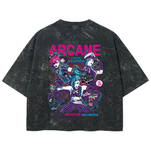 Playera streetwear premium de anime y gaming ExtraLife MX, corte boxy deluxe mineral wash heavyweight en color Acid Wash, moda urbana mexicana de culto.